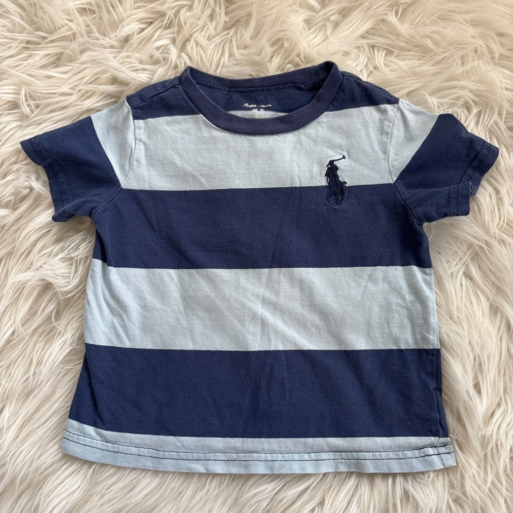 Navy and Light Blue Striped Kids Shirt - Ralph Lauren